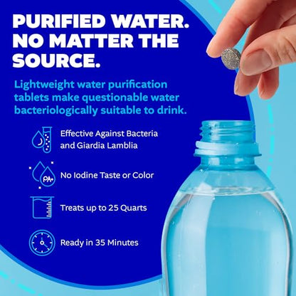 Potable Aqua Water Purification Tablets With PA Plus - Two 50 count Bottles