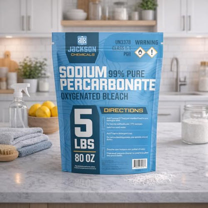Sodium Percarbonate 5 lb – Chlorine-Free Laundry Booster, Eco-Friendly Stain & Odor Remover, Multipurpose Cleaner - Oxygenated Bleach Powder