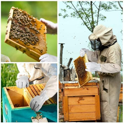 Bee Gloves Protective Leather Beekeeping Supplies Scratch-Resistant Long Sleeve Garden Gloves for Beekeepers Camping Car Mechanic
