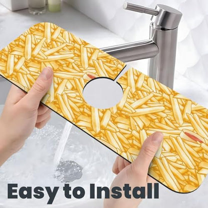 French Fries Ketchup Faucet Mat For Kitchen Sink, Absorbent Countertop Protector, Quick Dry Sink Splash Guard Pad, Waterproof Draining Mat 15" X 5.5" - color: Style 7