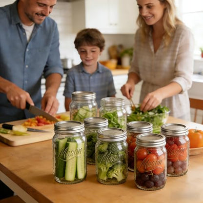 Wide Mouth Mason Jars 32 oz, 6 Pack Glass Canning Jars for Pickling, Fermenting & Food Storage, BPA Free, Airtight Seal, Microwave & Dishwasher Safe