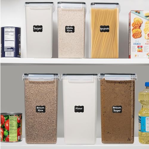 WHITE FEATHER SUPPLIES 8.5L/287Oz Extra Large Airtight Food Storage Containers (2 PC) with Lids, Kitchen and Pantry Organization Containers for Baking Supplies, Cereal, Flour, Sugar, Rice (BPA Free) - color: Black