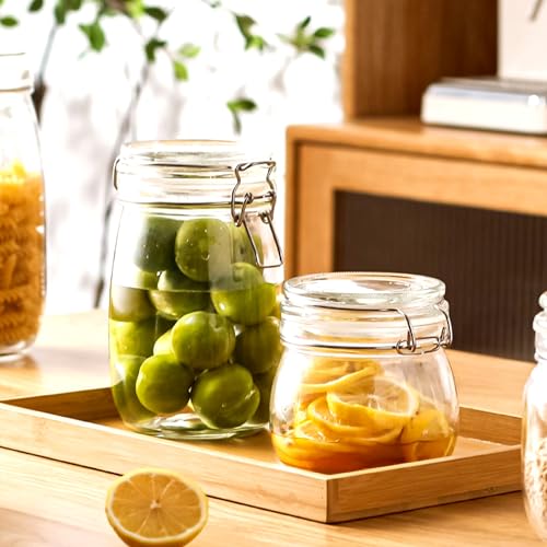 Glass Jar With Airtight Lid 24 OZ 2 Pack Airtight Food Storage Containers Leakproof Wide Mouth Canister For Coffee Beans, Sugar, Canning, Candy, Cereal, Pickle, Cookies, Dried Fruits - size: 24 OZ 2 Pack