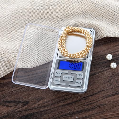 Compact Digital Pocket Scale, Stainless Steel Panel 500g 0.01 Gram Accuracy Portable Kitchen Digital Scale with LCD Display for Food Jewelry Weighing Cooking Baking Coffee Handmade