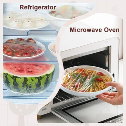 200 Pcs Fresh Keeping Bags, Reusable Elastic Food Storage Covers, Stretch Plastic Wrap Bowl Covers Preservation Bags, Elastic Storage Cover for Fruit Preservation and Food Storage