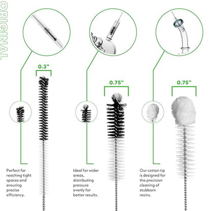 Pipe Perfect Original Cleaning Brush Set – Multi-Size Detail Brushes for Glass, Bottle, Tube & Narrow Openings | Deep Cleaning Kit for Hard-to-Reach Areas | Durable Reusable (Original Pack)