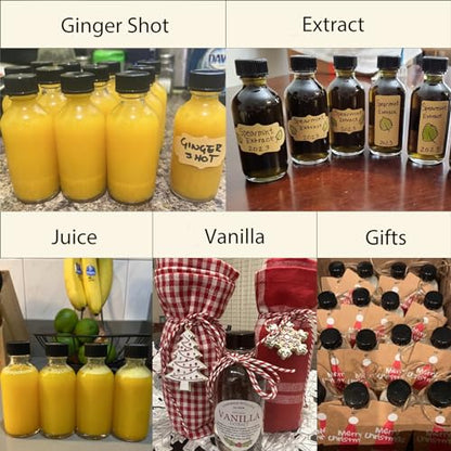 DIDITIME 12 Pack Shot Bottles with Caps, 2 oz Glass Jars with Lids, Wellness Shots Glass Bottle Reusable Bottles for Ginger, Juice, Oil, Wellness Shot, Hot Sauce - color: clear, size: 12