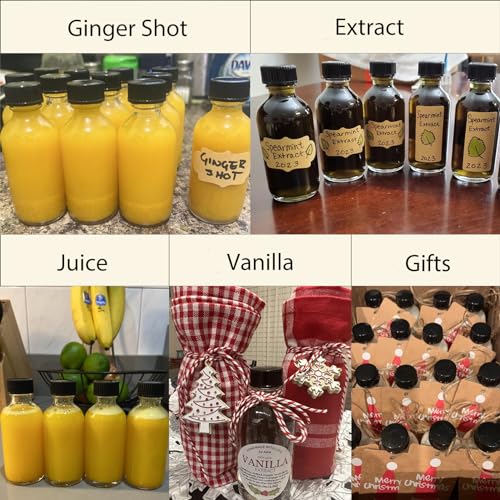 6Pack 2oz Glass Shot Bottles with Caps and Funnels, Boston Round Glass Bottles, Leakage-Proof Ginger Shots Bottles, Wellness Shot Glass Bottles, Suitable for DIY Essential Oils, Juice, Whiskey - color: clear, size: 6