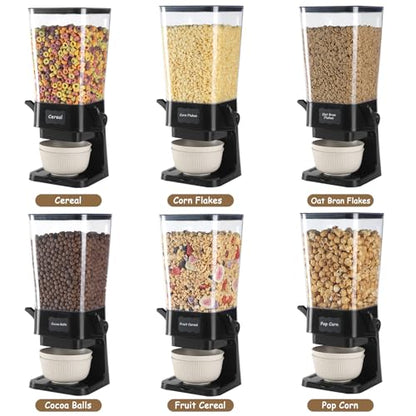 Cereal Dispenser Countertop with Cereal Bowls,16 Labels & Pen, Cereal Containers Storage, Candy Dispenser, Dry Food Dispenser For Pantry - Not Easy to Crush Food (Black, 2 Pack) - color: Black 2Pack