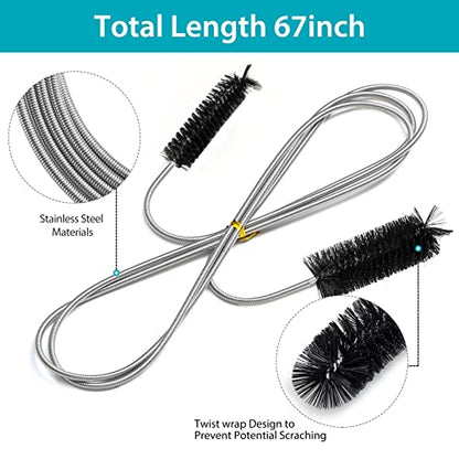 Drain Brush Pipe Cleaning Brush Slim Drain Hole Cleaning Tool Hose Flexible Feeding Tube Cleaning Brush Black Color - style: Two Heads Black Color