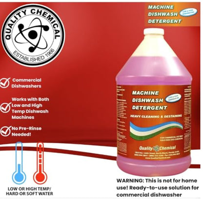 Quality Chemical Heavy Duty Liquid Alkaline Commercial Dishwasher Detergent (1 Gallon) - Rinse All/Commercial Industrial Grade Rinse Aid/Dishwasher Rinse Aid, heat and cool dry Finish (1 Gallon)