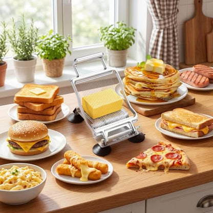 Anatole Commercial Cheese Slicer Butter Cutter for Block Cheese Butter Squares with 1/5'' Interchangeable Cutting Plate Replaceable Stainless Steel Wire Home Restaurant Kitchen Cook Baking Tool