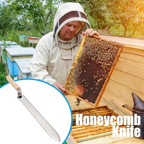 Uncapping Cutter Beekeeping – Stainless Steel Honey Knife, Serrated Edge bee Cutter | Professional Beekeeper Hand Tool for Fast Honey Frame uncapping and Smooth Extraction in hive Maintenance - color: Single sided