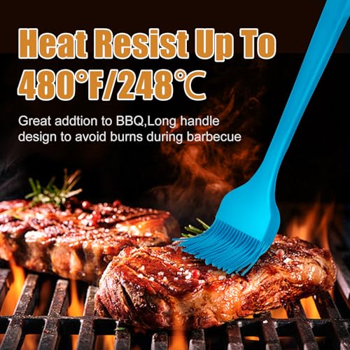 Silicone Basting Brush 2 Pcs Pastry Brush for Oil, BBQ, Grill, Sauce Baking Cooking, Dishwasher Safe (Blue) - color: Blue