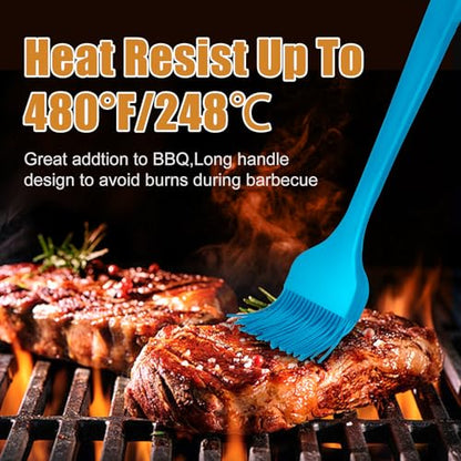 Silicone Basting Brush 2 Pcs Pastry Brush for Oil, BBQ, Grill, Sauce Baking Cooking, Dishwasher Safe (Blue) - color: Blue