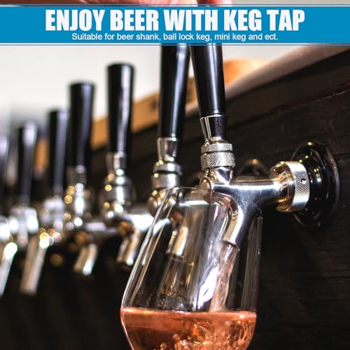 2Pcs Draft Keg Tap Beer Faucet, Stainless Steel Core Polished Brass Kegerator Faucets with Handle, Keg Faucet Fits American Standard Beer Shanks and Towers