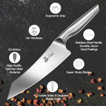 DDF iohEF Knife Set with Knife Strip, 8 Piece Professional Kitchen Knife Set, Japanese High Carbon Stainless Steel Chef Knives Set with Magnetic Knife Holder for Wall - color: 8PCS Kitchen Knives