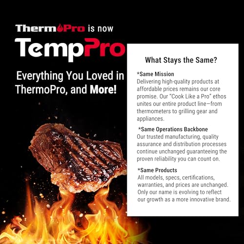 TempPro TP16 Large LCD Digital Meat Thermometer for Cooking, Smoking, Grilling, BBQ Food Temperature Indicator with Clock Timer and Stainless Steel Probe, Black(Previously ThermoPro) - color: Pure Black