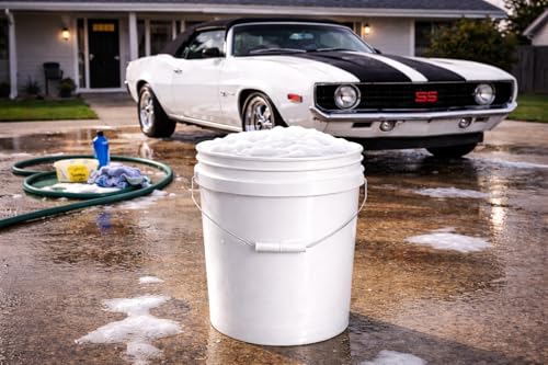 MKS Plastics 5-Gallon Bucket with Airtight Lid – Made in USA, Food Grade BPA Free Plastic, Heavy Duty Multi-Use, Metal Handle with Grip, Stackable Storage – White, 1 Pack - color: 5 Gallon - White, size: 1