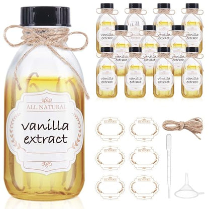 12 Pack 4 oz Boston Glass Bottle with Cap, Empty Glass Bottles for Homemade Vanilla Extract, Essential Oils, Juice, Potion, Syrup, Liquids, Christmas, Holiday Gift (Clear) - color: Clear, size: 12 Pack