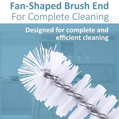 Strong 'n Flex Nylon Straw Cleaner Brushes – Fan-Shaped End for Tight Spaces, Ideal for Reusable Straws, Water Bottles, Sippy Cups & Pipes – Includes Zippered Pouch – 12" Long – Set of 10