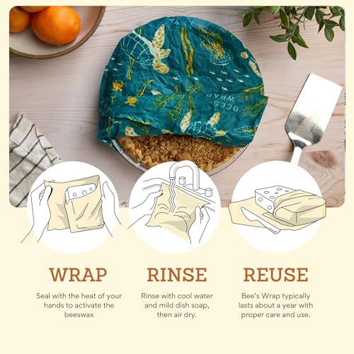 Bee's Wrap Beeswax Wraps for Bread - Beeswax Bread Wrap for Sourdough & Bread Storage - Plastic Free Made in USA Reusable Natural Food Wrap - Ocean - color: Ocean