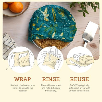 Bee's Wrap Beeswax Wraps for Bread - Beeswax Bread Wrap for Sourdough & Bread Storage - Plastic Free Made in USA Reusable Natural Food Wrap - Ocean - color: Ocean