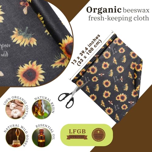 3 Rolls Reusable Beeswax Wraps for Food 13 x 40 Inches Bees Wax Wraps Reusable Food Storage Wrap Beeswax Paper Roll for Bread Sandwich Cheese Fruit Snacks(Bee) - style: Bee