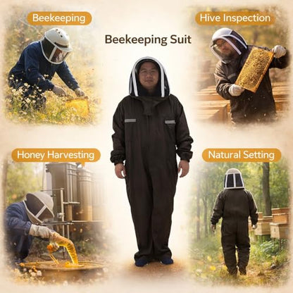 Ventilated Breathable Polyester Beekeeping Suit in Green, Full Body Protective Clothing for Men - Comfortable Fit, Prevents Bee Stings, Ideal for Swarm Commander Use