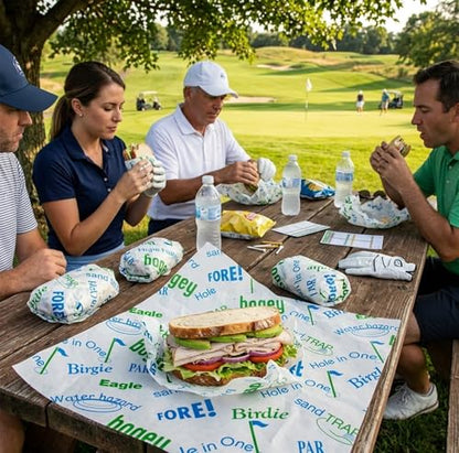MADE IN USA 1,000 Sheets of Grease-Resistant Food Grade Waxed Kraft Deli Tissue Paper, 12" X 12" (Golf Print) - color: Golf Print