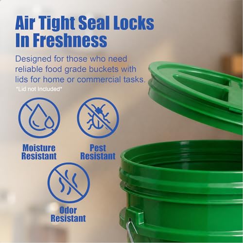 ePackageSupply 5 Gallon Bucket - Food Grade Bucket, Metal Handle Grip, BPA-Free, Heavy-Duty 90 Mil HDPE Plastic Pail, Stackable Utility Container, Made in USA, Lid Not Included, Green, 1 Pack - color: Green, size: 1 Pack