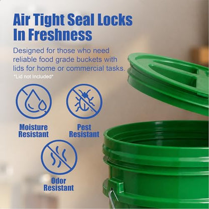 ePackageSupply 5 Gallon Bucket - Food Grade Bucket, Metal Handle Grip, BPA-Free, Heavy-Duty 90 Mil HDPE Plastic Pail, Stackable Utility Container, Made in USA, Lid Not Included, Green, 1 Pack - color: Green, size: 1 Pack