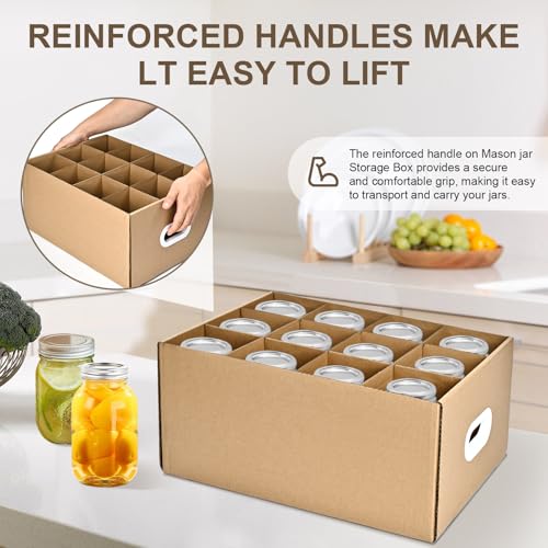 3 Pcs Canning Jar Storage Boxes, Fits 32 oz Regular or Wide Mouth Jars, 12 Cells, Mason Jar Organizer - color: 3pcs Yellow