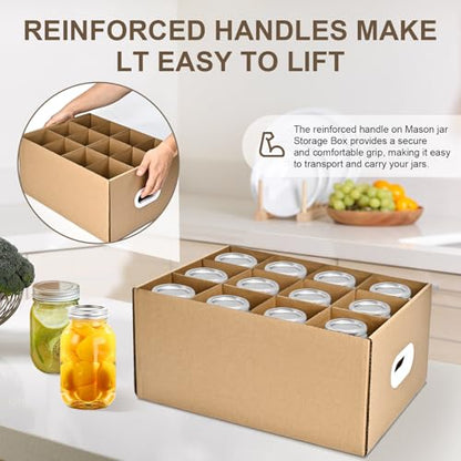 3 Pcs Canning Jar Storage Boxes, Fits 32 oz Regular or Wide Mouth Jars, 12 Cells, Mason Jar Organizer - color: 3pcs Yellow