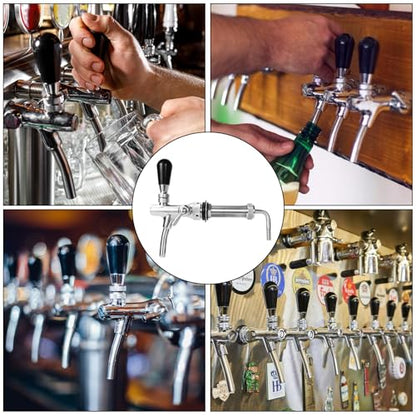 Flow Control Beer Faucet Adjustable Long Shank Keg Tap, Draft Beer Tap Faucet with 5/16'' Barbed Fitting Stainless Steel Core Brass Body Adjustable Beer Keg Tap for Homebrew