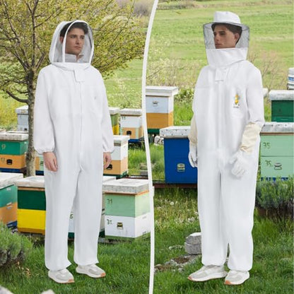 Sting Proof Full Body Bee Suit, Unisex, 2 Veils & Gloves, XXL(Fits 6'3"-6'5") | Unisex Ultralight Full Body Bee & Wasp Gear, A-Grade Goatskin Gloves, Detachable Veils, Apiary Backyard Halloween - size: XXL for 6'3" – 6'5"