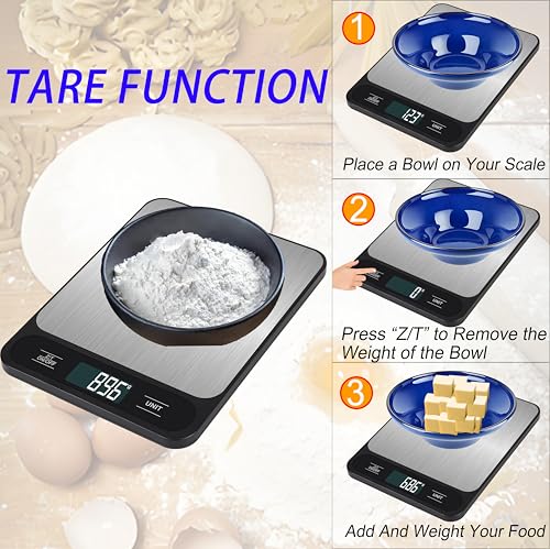 33lb/15kg USB Rechargeable Digital Kitchen Scale, Food Scale, LCD Display, High Capacity Weight Grams and Ounces for Baking Cooking and Meal Prep, 6 Units with Tare Function