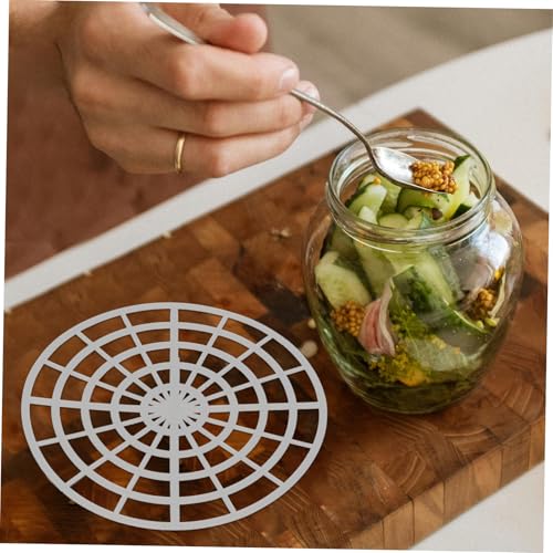 BESTYASH 5pcs Fermentation Weight Pickle Jar Press Plates with Strainer Round Kimchi and Pickled Foods Press Rack for Efficient Flavor Absorption and Easy Cleaning