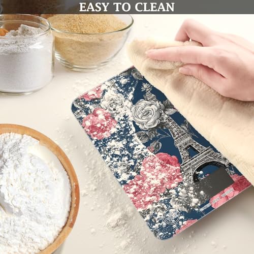 Food Scale Kitchen Scale for Baking Cooking Digital Food Weighing Measuring Scale Small Waterproof Electric Food Scale Blue French Eiffel Tower and Roses - color: Blue French Eiffel Tower and Roses