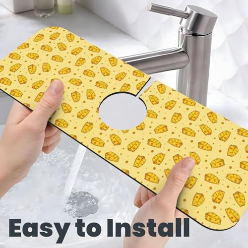Cheese Faucet Mat For Kitchen Sink, Absorbent Countertop Protector, Quick Dry Sink Splash Guard Pad, Waterproof Draining Mat 15" X 5.5" - color: Style 2