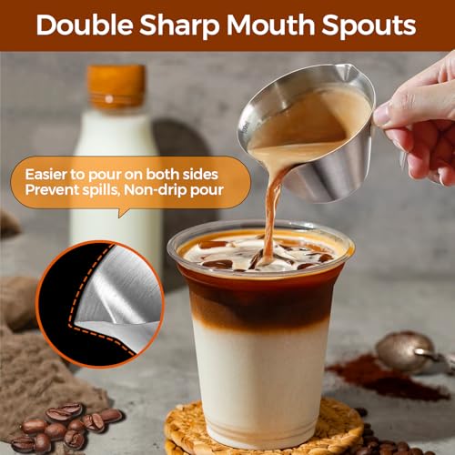 1Pc Stainless Steel Espresso Cups, Double Spout Metal Measuring Cup with Dual Scale, Espresso Shots Cup with Handle, Coffee Bean Weighing (Black), 3.4oz/100ml - color: 02_ Black 1pc