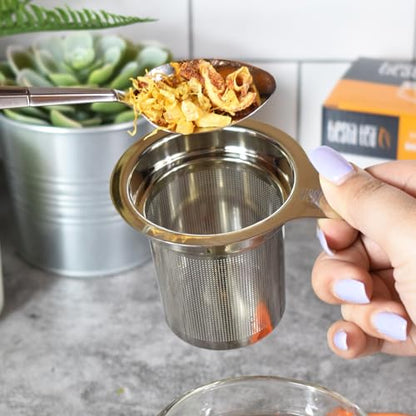 Tiesta Tea Brewbasket Stainless Steel Infuser Basket for Loose Leaf, Reusable Fine Mesh Strainer for Hot & Iced Drinks, Loose Leaf Steeper, Single Cup Tea Diffuser, Holds 5 Ounces - style: Brewbasket (Mug, Cup, Tea Pots)