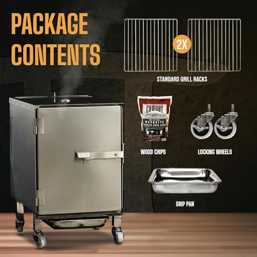 SmokinTex Lil' Tex Electric Smoker - Stainless Steel Portable Meat Smoker Grill with Temperature Control, Wood Chip Tray, and Meat Probe for BBQ, Jerky, Vegetables - size: 55 lb.