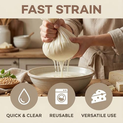 Reusable Cheesecloth 50×50 cm, Fine Cotton Straining Cloth for Cooking, Baking, Juicing & Cheese Making, Washable Kitchen Strainer Fabric