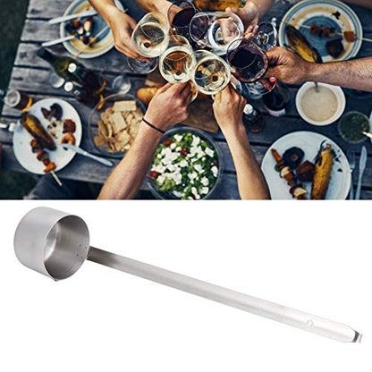 BORDSTRACT Wine Ladle, Stainless Steel Long Handle Wine Dipper Flat Bottom Oil Vinegar Sauce Ladle Wine Measuring Cup Dipper Spoon with Hook for Pouring Sauce Oil Coffee Beer(250ml)