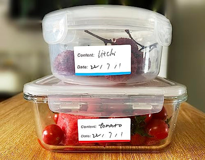 300pcs Removable Freezer Labels, 1 x 2 Inch Food Labels to Write on Food Storage Stickers Date Label, Waterproof Oil Resistant Canning Labels Jar Labels Freezer Paper Label, Clean Leaves No Residue - color: Multicolor, 1'' X 2''