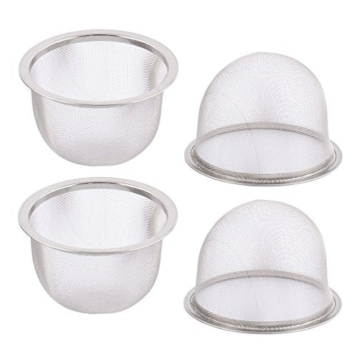 uxcell 4pcs Stainless Steel Mesh Tea Leaves Stainer Teapot Screen 3.1 Inch for Straining Teas and Cocktails or Sifting Flour Sugar Spices and Herbs Silver Tone
