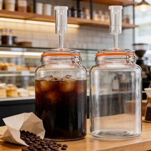 Pack of 2 Excellent Glass Fermentation Canisters with Professional Airlocks Ensuring Color Stable Fit Fermentation Process Kombucha Jar