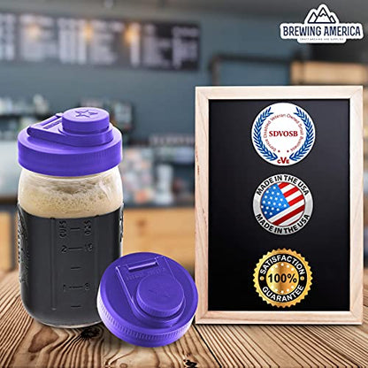 Mason Jar Lids Wide Mouth Plastic 4 pack-USA Made-Flip Cap Screw Top Pour Spout Drink Hole - Leak-proof for Kerr and Ball Canning Jars-Airtight for Drinks to Go and Controlled Pouring-Violet Purple - color: Purple
