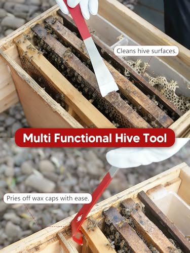 2PCS Stainless Steel Bee Hive Tool - Beekeeping Supplies Flat Pry Bar | Scraper Tool for Beekeeper, Red